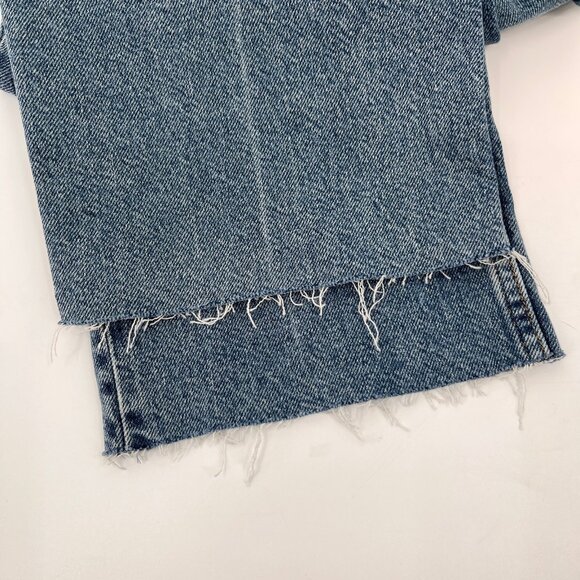 Rails Medium Blue Distressed Wide Leg Jeans Size 29 Raw Hem Cotton Denim - Picture 14 of 16